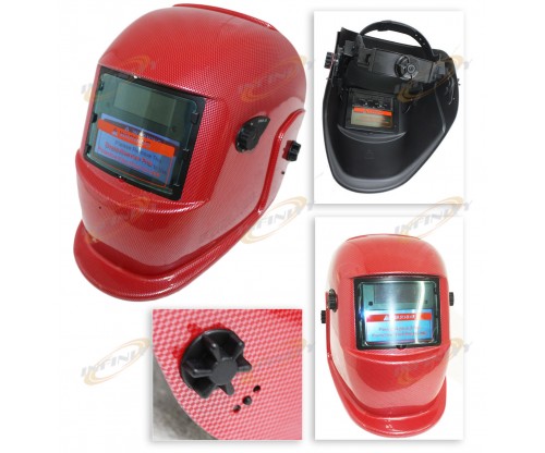 Carbon Fiber Red Solar Power Auto Darkening Welding Grinding Filter Helmet Weld